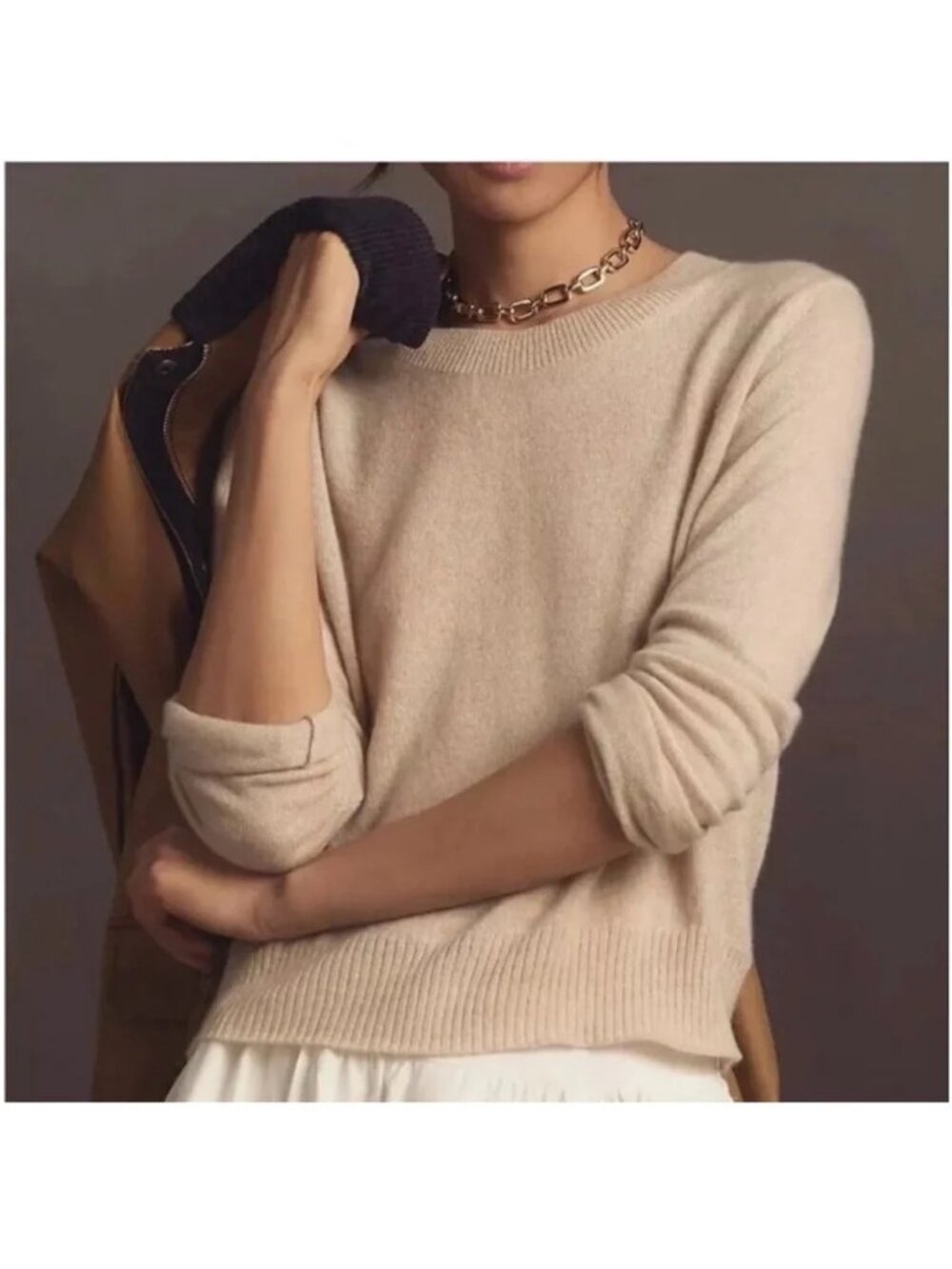 Reformation Dana Cashmere Crew Sweater Minimalist Old Money Basic Womens XL